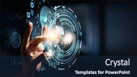  Presentation with media - Colorful slides enhanced with innovation - creating innovative technologies mixed media backdrop and a navy blue colored foreground