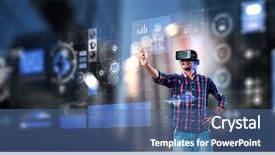  Presentation with virtual technology - PPT layouts consisting of innovation - experiencing virtual technology world mixed background and a ocean colored foreground