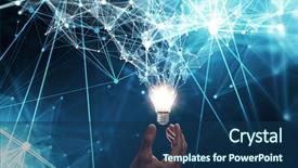  Presentation with idea - Amazing PPT theme having innovation - innovative idea in businessman hand backdrop and a ocean colored foreground