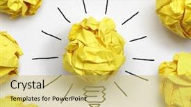  Presentation with inspiration - Presentation consisting of innovation - inspiration concept crumpled paper light background and a yellow colored foreground