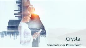  Presentation with lifestyle - Cool new theme with innovation - modern business lifestyle mixed media backdrop and a sky blue colored foreground