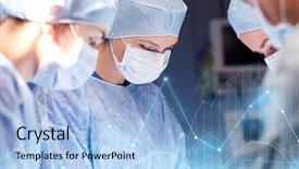  Presentation with operating room - Slides having innovation - surgery healthcare medicine and people background and a light blue colored foreground