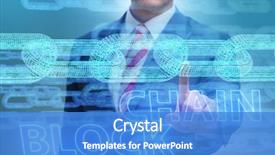  Presentation with blockchain - PPT theme featuring innovation - young businessman in innovative blockchain background and a teal colored foreground