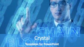  Presentation with blockchain - PPT theme with innovation - young businessman in innovative blockchain background and a teal colored foreground