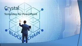  Presentation with blockchain - Audience pleasing presentation consisting of innovation - young businessman in innovative blockchain backdrop and a sky blue colored foreground