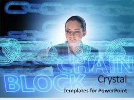 Powerpoint Graphics/animation Young Businesswoman In Innovative Blockchain Concept PPT Template ...