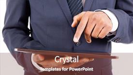  Presentation with digital - Slides having innovation african american - businessman working on a digital background and a tawny brown colored foreground