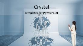  Presentation with thinking - Cool new presentation theme with innovation african american - thinking businesswoman against large white backdrop and a  colored foreground