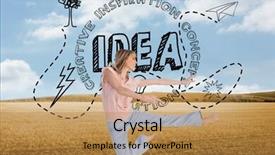  Presentation with agility - Slide deck enhanced with innovation agility - composite image of woman doing background and a  colored foreground