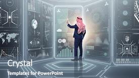  Presentation with data management - Theme with arab man in data management background and a gray colored foreground