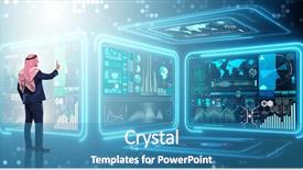  Presentation with data management - Presentation theme consisting of arab man in data management background and a teal colored foreground