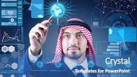  Presentation with data mining - Slides consisting of arab man in data mining background and a ocean colored foreground
