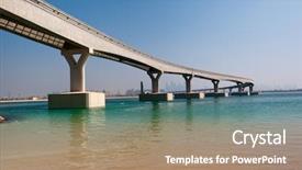  Presentation with water - Beautiful PPT theme featuring atlantis - monorail across the water backdrop and a coral colored foreground
