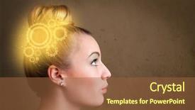  Presentation with human machine relation - PPT layouts having innovation brain - clever girl thinking background and a tawny brown colored foreground