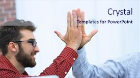  Presentation with giving - Presentation theme having innovation celebration - closeup colleagues giving each other background and a  colored foreground