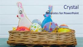  Presentation with easter basket - Cool new PPT theme with innovation celebration - various easter eggs served backdrop and a  colored foreground