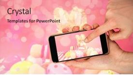  Presentation with soft toy for babies - PPT theme having innovation celebration - various easter eggs with soft background and a coral colored foreground