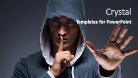  Presentation with innovation - Colorful presentation theme enhanced with innovation concept with young man pressing virtual buttons backdrop and a tawny brown colored foreground