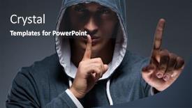  Presentation with innovation - Beautiful slide deck featuring innovation concept with young man pressing virtual buttons backdrop and a dark gray colored foreground