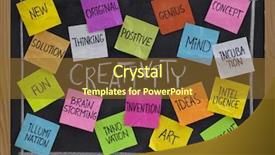  Presentation with sticky notes - Audience pleasing PPT layouts consisting of innovation creative - creativity concept - related cloud backdrop and a tawny brown colored foreground