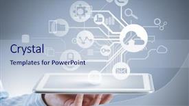  Presentation with sharing - Audience pleasing slide set consisting of innovation data - cloud sharing and connection backdrop and a lemonade colored foreground