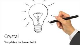  Presentation with bulb - PPT layouts having innovation fuel - business man hand drawing light background and a white colored foreground