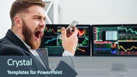  Presentation with angry miners - Cool new presentation theme with innovation fund - angry irritated bearded young businessman backdrop and a  colored foreground