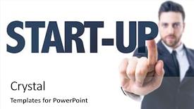  Presentation with innovation - Slides having innovation fund - business man pointing the text background and a  colored foreground