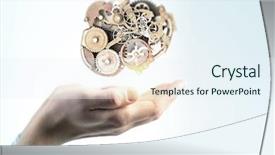  Presentation with mechanical gear mechanism team work - Slides featuring innovation gears - working gear mechanism background and a sky blue colored foreground