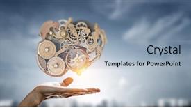  Presentation with mechanical gear mechanism team work - Amazing PPT theme having innovation gears - working gear mechanism backdrop and a light blue colored foreground