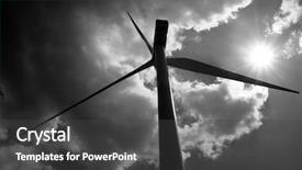  Presentation with offshore wind turbine - Theme enhanced with innovation green energy - wind turbines black and white background and a dark gray colored foreground