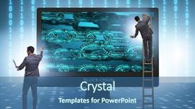  Presentation with blockchain - Slide deck featuring young businessman in innovative blockchain concept background and a ocean colored foreground