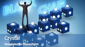  Presentation with blockchain - Slide set consisting of innovation money - blockchain innovative concept with businessman background and a teal colored foreground