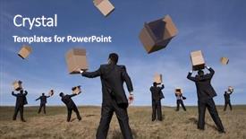  Presentation with mechanics movement - Beautiful presentation theme featuring innovation open - group of businessman backdrop and a  colored foreground