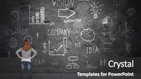  Presentation with innovation strategy - Beautiful presentation theme featuring innovation plan business strategy backdrop and a dark gray colored foreground