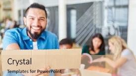  Presentation with blank - PPT layouts having innovation team team working - young man man as founder background and a  colored foreground