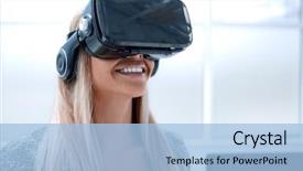  Presentation with engineering and technology - Colorful PPT layouts enhanced with innovation video - innovative technology attractive positive woman backdrop and a light blue colored foreground