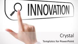  Presentation with search - PPT layouts having innovation written in search bar on virtual screen background and a white colored foreground