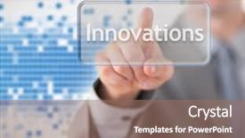  Presentation with innovations - Slides enhanced with innovations against blue graphic background background and a  colored foreground