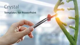  Presentation with dna - Cool new theme with innovative-dna-technologies-in-science backdrop and a sky blue colored foreground