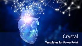  Presentation with medicine - PPT theme featuring innovative-medicine-concept-heart-symbol background and a navy blue colored foreground