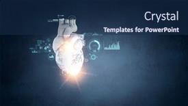  Presentation with medicine - PPT theme consisting of innovative-medicine-concept-heart-symbol background and a navy blue colored foreground