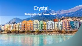  Presentation with cityscape - Slide deck featuring innsbruck cityscape austria background and a cobalt blue colored foreground