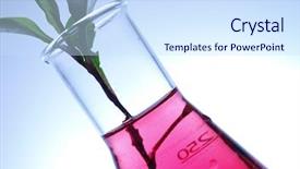  Presentation with glassware - Colorful presentation theme enhanced with inorganic - laboratory glassware backdrop and a sky blue colored foreground