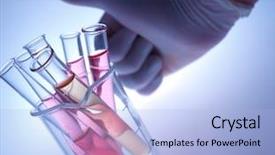  Presentation with glassware - Cool new presentation theme with inorganic - laboratory glassware backdrop and a light blue colored foreground