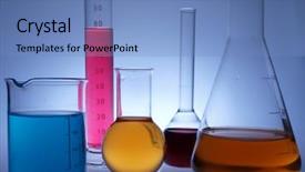  Presentation with glassware - PPT theme consisting of inorganic - laboratory glassware background and a teal colored foreground