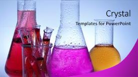  Presentation with glassware - Beautiful PPT theme featuring inorganic - laboratory glassware backdrop and a light blue colored foreground
