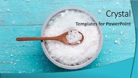  Presentation with salt - Audience pleasing PPT theme consisting of inorganic - sea salt on wooden background backdrop and a arctic colored foreground