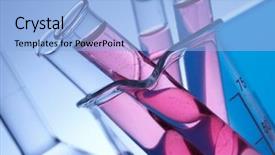  Presentation with glassware - PPT theme featuring inorganic chemistry - laboratory glassware background and a  colored foreground