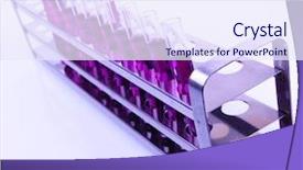  Presentation with inorganic chemistry - Slide set consisting of inorganic chemistry - laboratory vials with samples background and a sky blue colored foreground